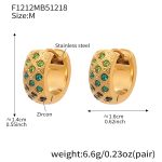 color: F1212-Green Color Zircon Earrings -Medium