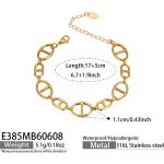 color: E385-Pig Nose Link Gold Bracelet 17+5cm