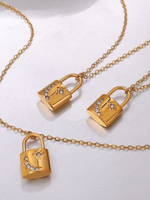 Cold Women's Light Luxury All-Match Lock Necklace Temperament Personal Accessories Plated 18K Gold Pendant Women