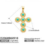 color: D206-Blue Natural Stone Cross Gold Pendant