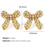 color: EH792 White Bead Gold Earrings