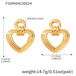 color: F384-Gold Heart Earrings