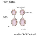 color: F957-Pink Color Faceted Stone Steel Color Earrings