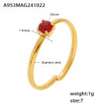 color: A953-Gold Red Zircon Ring / size: US 7