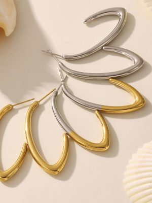 High Polished Minimalist C- Shaped Color Matching Earrings Ear Studs 18K Gold Colorfast All-Matching Stainless Steel Earrings