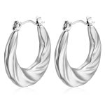 color: Twist Stamped Earrings Steel Color