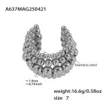 color: A637-Steel Color 5 Layer Steel Bead Ring / size: US 7