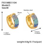 color: F931-5 Blue Color Zircon Earrings -Medium