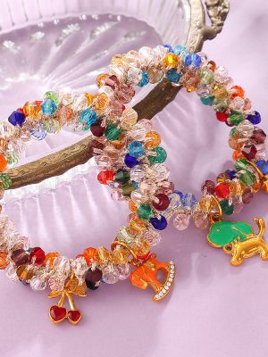 Vigorous Sweet Dopamine Color Crystal DIY Diverse Pendant Hair Ring Bracelet Dual-Use Ornament