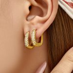 PVD Vacuum Electroplating Half Ring Inlaid Zircon Light Luxury High-Grade Earrings Earrings for Women