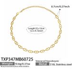 color: TXP347-Box Link Chain Gold Necklace -32+12cm
