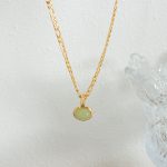 French Style Non-Fading New Green Aventurine Pendant Stainless Steel Necklace Jewelry Earrings Jewelry Set
