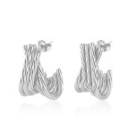 color: -2 Pattern X Shape Stud Earrings Steel Color