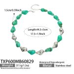 color: TXP600-Green Color Resin Steel Color Necklace -44.5+5cm