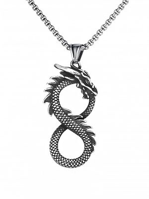 Viking Double Dragon Stainless Steel Pendant Retro Men's and Women's Necklaces Nordic Pendant