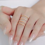 Micro Inlaid Zircon Ultra-Fine Index Finger Ring Stainless Steel PVD 18K Gold Plating Refined Grace Little Finger Ring Female