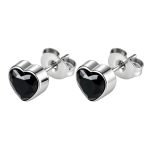 color: Heart Stud Earrings Black Zircon Steel Color