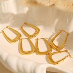 Simple Geometric Earrings Cold Gold Stainless Steel Slimming Minimalist Earrings Earrings