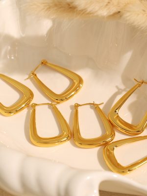 Simple Geometric Earrings Cold Gold Stainless Steel Slimming Minimalist Earrings Earrings
