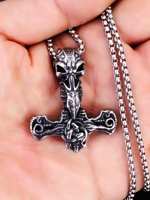Stainless Steel Men's Pendant Nordic Culture Viking Men's Bird Head Vintage Necklace Can Be One Piece