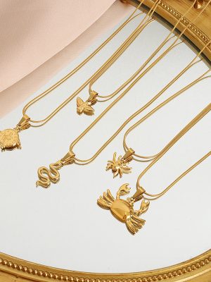 Simple Design Multiple Animal Pendant Stainless Steel Gold-Plated Non-Fading Necklace Ornament