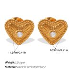 color: EH13GW White Rhinestone Gold Stud Earrings