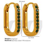 color: EH314 Green Rhinestone Gold Earrings