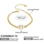 color: E309-Gold White Zircon Bracelet 17+5cm