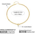 color: KP046-029--OT Clasp Imitation Pearl Gold Necklace -42+5cm