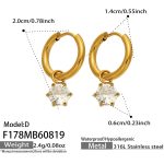 color: F178-Round Zircon Gold Earrings -D