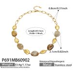 color: P691-Resin Gold Necklace -50+5cm