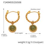 color: F240-Gold Twist Wire Green Agate Earrings (Slight Color Difference ?? Order with Caution)