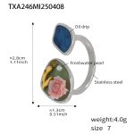 color: TXA246-Rose Enamel Steel Color Ring -Size 7