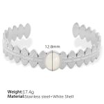 color: SZ146 White Shell Silver Bangle