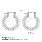 color: EH526 Silver White Bead Earrings