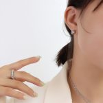color: F489-Steel Color Earrings 1 Pair