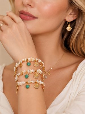 Ocean Shell Starfish Turtle Pendant Bracelet Micro Inlaid Zircon Natural Stone Stainless Steel Female Accessories
