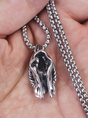 Retro Dark Assassin Cloak Pendant Punk Stainless Steel Necklace Trendy Pendant for Boyfriend