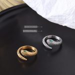 Design Light Luxury Ornament Stainless Steel 18K Gold Plating Diamond Snake Ring Opening Can Not Be Adjusted for Women