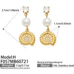 color: F057-H Style White Zircon Conch Gold Earrings