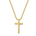 color: Fully Polished Piercing Cross Necklace Gold
