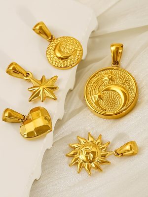 Stainless Steel Accessories Eight Mang Star Moon Sun Necklace Bracelet Pendant DIY Ornament