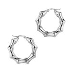 color: Small Bamboo Joint Hollow Earrings Steel Color -MS-120