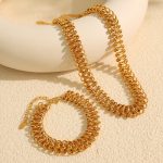 New Year Exaggerated Thick Bracelet and Necklace Set Couple Gift Hollow Chain Design High-End Jewelry