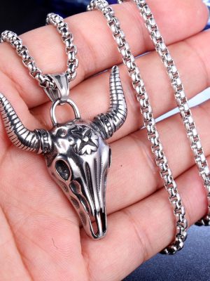 New Punk Cow Skull Skull Pendant Men's Hip Hop Necklace Ornament