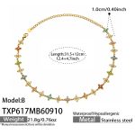 color: TXP617-B Style Multicolor Zircon Gold Necklace -31.5+12cm