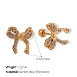 color: EH924WEG White Rhinestone Gold Stud Earrings