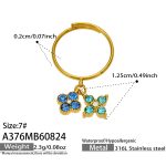 color: A376-Blue Zircon Gold Ring -Size 7