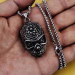 color: Flower Skull + Steel Chain