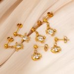 Stainless Steel Crab Inlaid Zircon Earrings Female Creative Animal All-Match Jewelry
